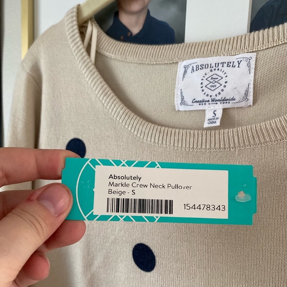 Absolutely Markle Polkadot Sweater Too - Beige and Navy - Picture 2 of 4